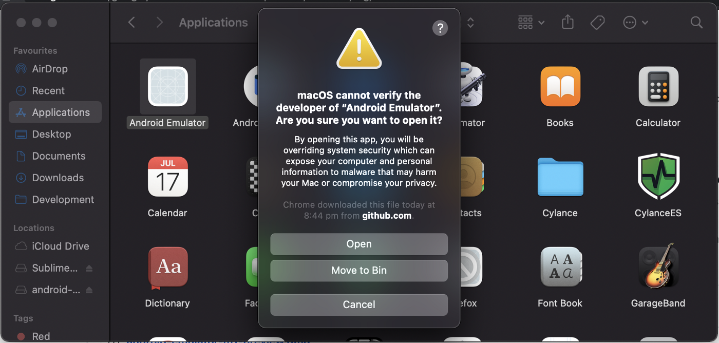 mac android studio emulator not starting